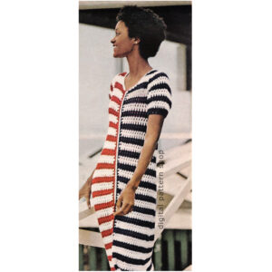 Beach Dress Crochet Pattern, Zip Up Striped Mesh Cover-Up