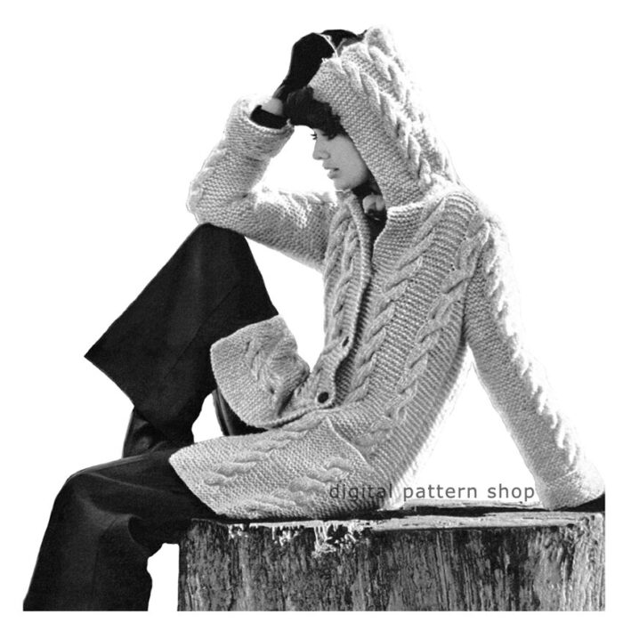 cabled coat knitting pattern K81