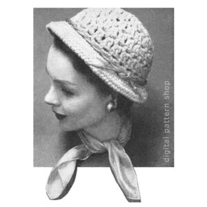 50s Candlewick Hat Crochet Pattern for Women, Brimmed Hat
