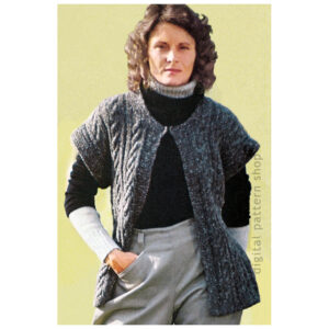 70s Cable Vest Knitting Pattern for Women, Cap Sleeves