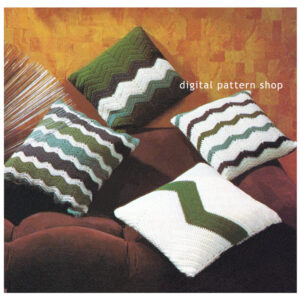 Chevron Pillow Crochet Pattern, Ripple Zig Zag Cushion Covers
