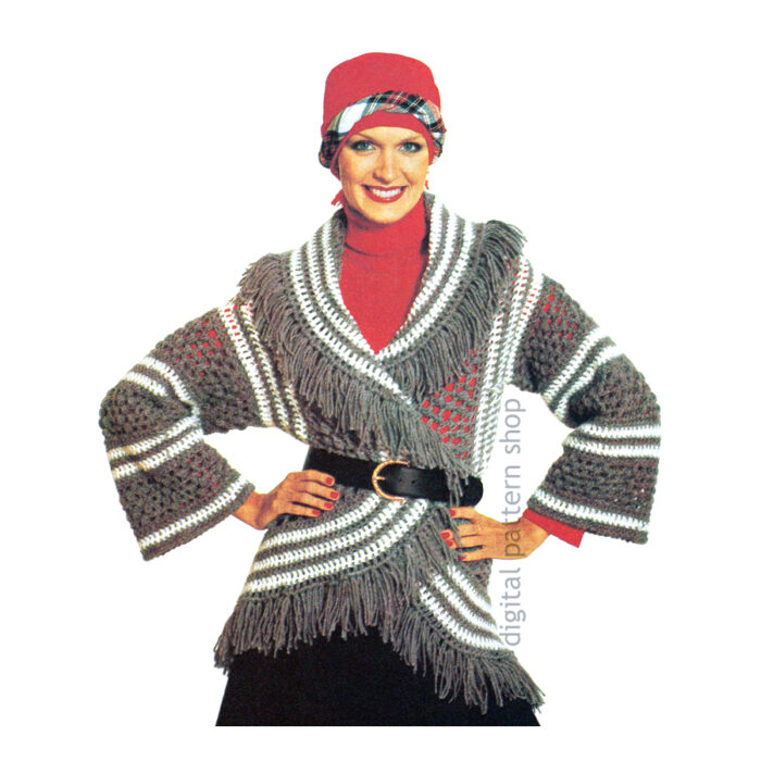 circle wrap sweater crochet pattern C208