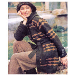 1970s Sweater Coat Crochet Pattern for Women Knit Trim