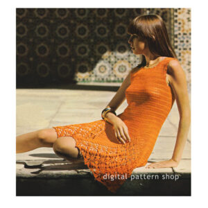 70s Lace Panel Dress Crochet Pattern, Openwork Dress