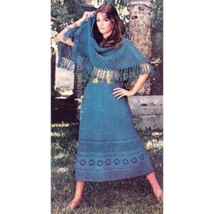 70s Shawl and Skirt Crochet Pattern, Openwork Flowers PDF