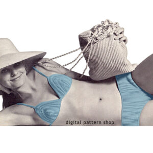 1970s Bikini and Bag Crochet Pattern, Swimsuit Bikini Top