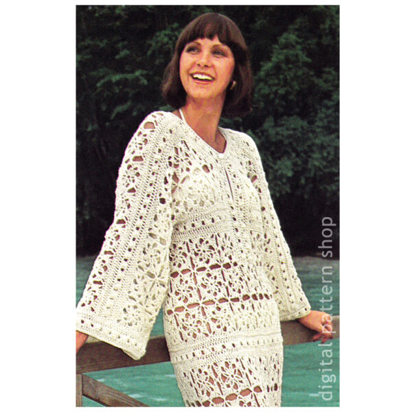Crochet Trim Kaftan Dress - Effortless Holiday Elegance