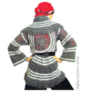 70s Circle Wrap Sweater Crochet Pattern, Granny Square Jacket