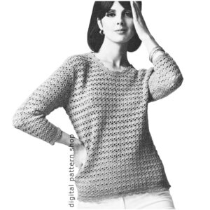 70s Shell Stitch Sweater Crochet Pattern, Pullover Jumper