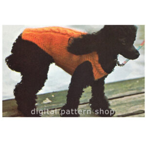 70s Dogs Cable Sweater Knitting Pattern, Dog Coat PDF