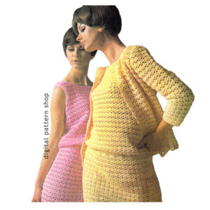 70s Dress & Jacket Crochet Pattern for Women, Cardigan
