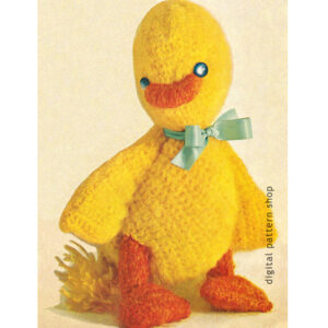 60s Mohair Duck Crochet Pattern, Stuffed Toy Duckling PDF