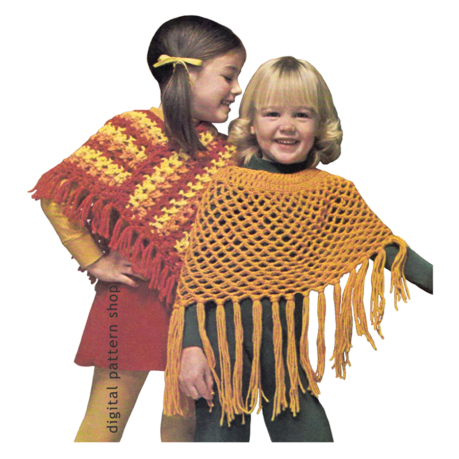 girls ponchos crochet pattern C102