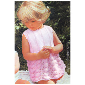 Toddler Girls Dress Knitting Pattern, Sleeveless Dress Shell Skirt