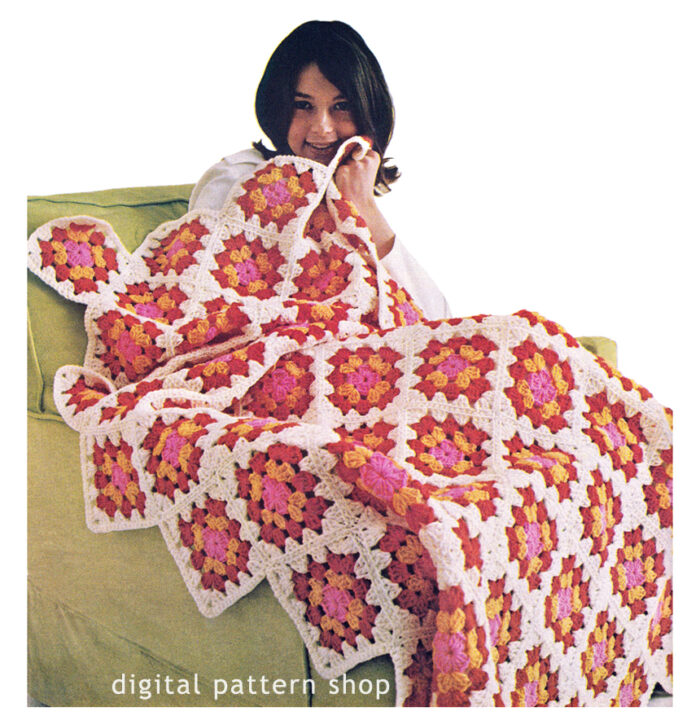 granny square afghan crochet pattern C47