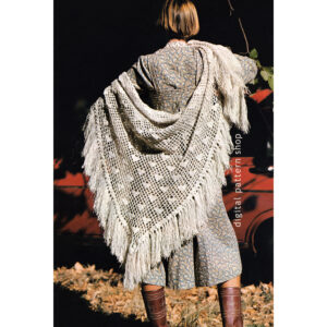 70s Heart Shawl Crochet Pattern, Lightweight Evening Wrap