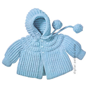 60s Baby Hoodie Jacket Knitting Pattern, Boy or Girl Sweater