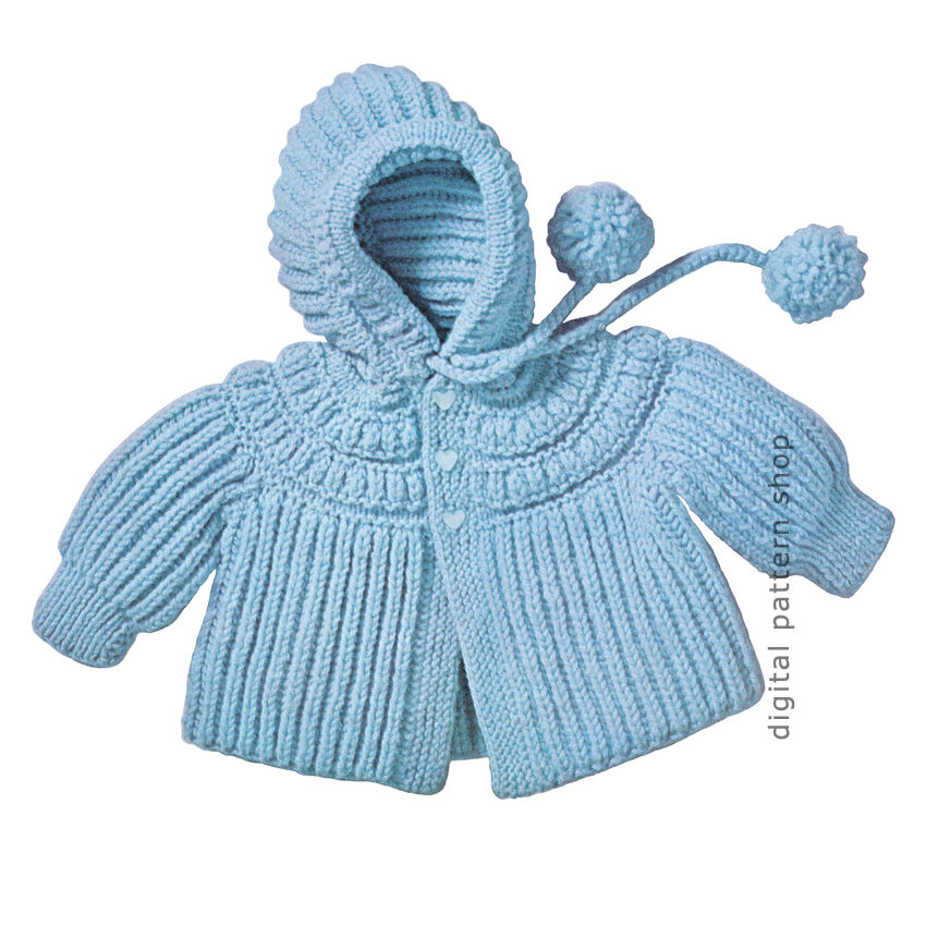 Hooded jacket baby knitting pattern K71