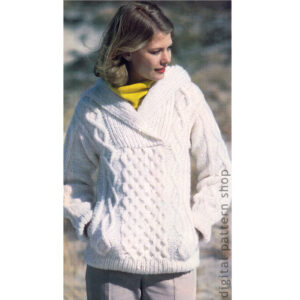 Hooded Sweater Knitting Pattern, Oversize Irish Knit Jumper