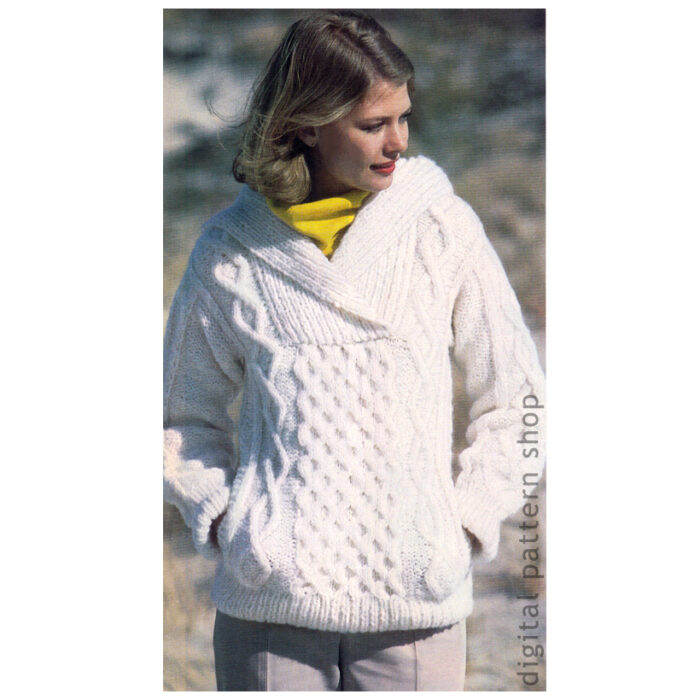 hooded sweater knitting pattern K96