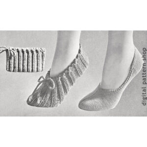 50s Slippers Knitting Pattern, Bag Travel Slippers, Footlets