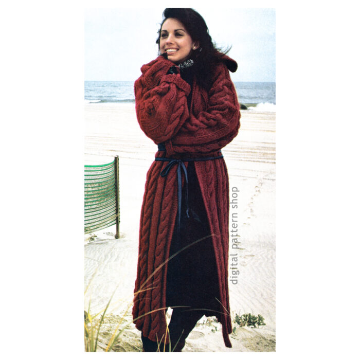 knitting pattern cabled coat K93