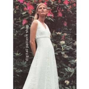 70s Flared Maxi Dress Crochet Pattern for Women, Empire Dress