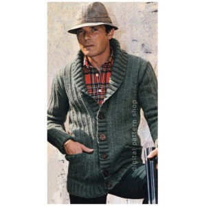 Men’s Cardigan Knitting Pattern, Shawl Collar Sweater Jacket