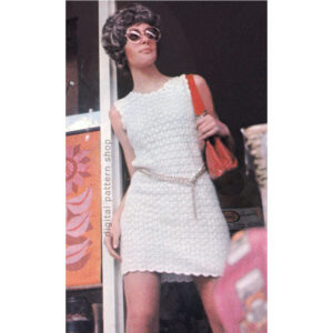 60s Mini Shift Dress Crochet Pattern, Sleeveless Shell Dress