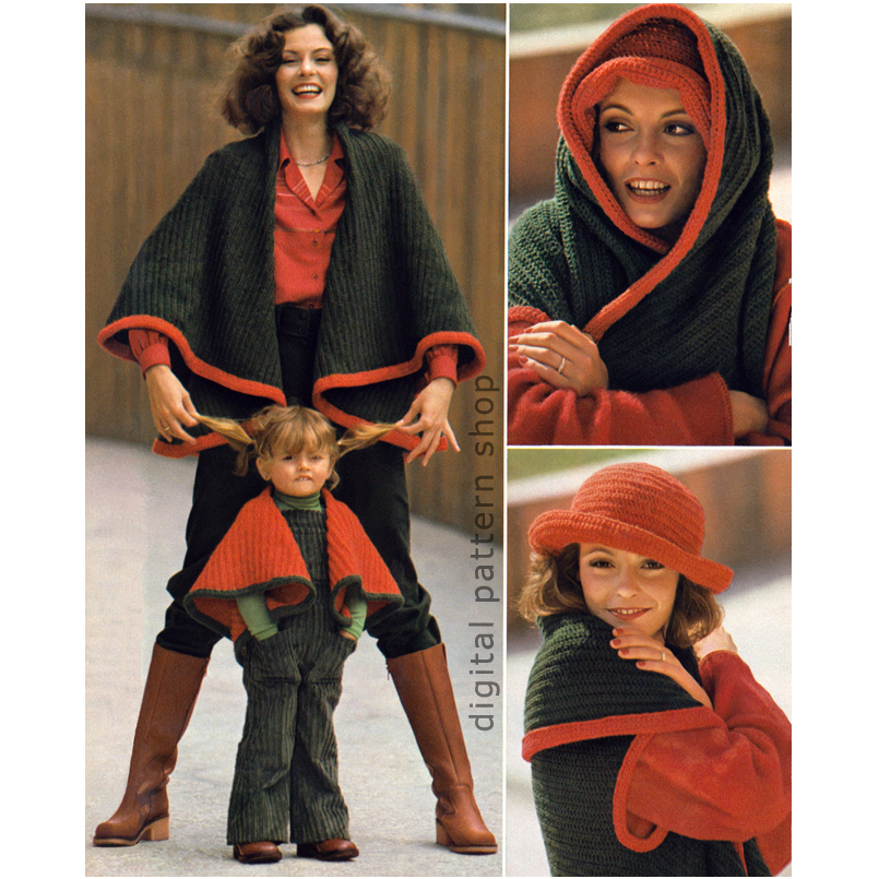 Mom and girl cape crochet pattern C133
