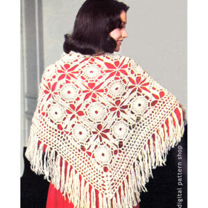 Lacy Motif Shawl Crochet Pattern for Women, Evening Wrap