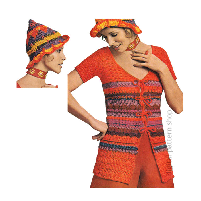 Pixie hat and sweater crochet pattern C210