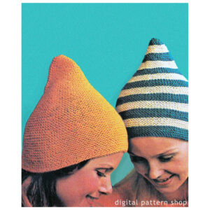 1970s Pixie Hat Knitting Pattern, Pull On Gnome Hat