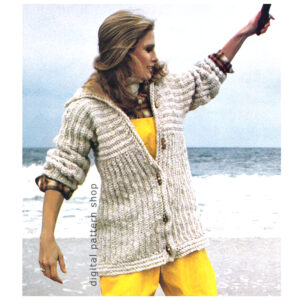 70s Bulky Hooded Jacket Crochet Pattern, Oversize Sweater