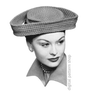 40s Brim Hat Crochet Pattern for Women, Dramatic Rococo Hat