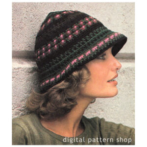 1970s Rose Cloche Hat Crochet Pattern for Women PDF