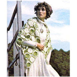 70s Rose Shawl Crochet Pattern, Flower Motif Evening Wrap