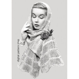 40s Light Mesh Scarf Crochet Pattern, Sari Head Scarf