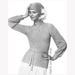 70s Shell Stitch Blouse Crochet Pattern, Feminine Sweater