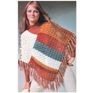 1970s Easy Poncho Crochet Pattern for Women Shell Stitch