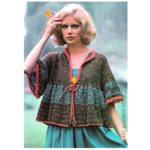 70s Smock Jacket Crochet Pattern for Women, Boho Sweater