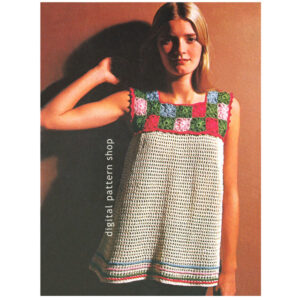 70s Granny Square Smock Top Crochet Pattern, Beach Cover