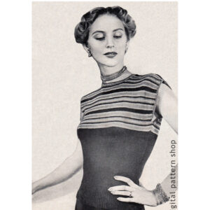 1940s Sweater Knitting Pattern, Pullover Striped Blouse