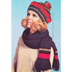 Knitting Pattern Tam Hat, Tubular Scarf, Winter Hat and Scarf