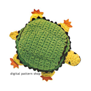 60s Stuffed Toy Turtle Crochet Pattern, 10 Inch Amigurumi