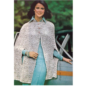 70s Cape Crochet Pattern for Women, Poncho Arm Openings