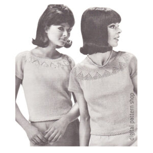 60s Dainty Shell Sweater Knitting Pattern, Picot Edge Top