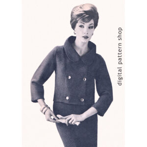 60s Double Breasted Jacket & Skirt Knitting Pattern Jackie O Suit