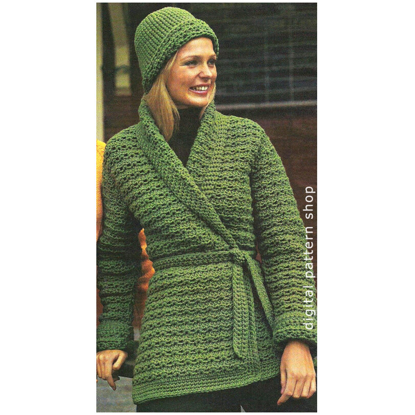 wrap sweater jacket hat crochet pattern C122