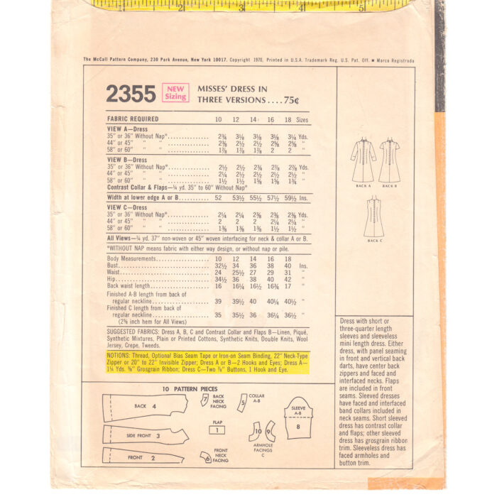 M2355 dress sewing pattern